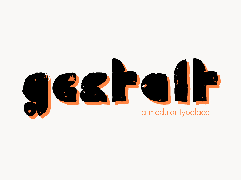'Gestalt, a modular typeface' written in a blocky typeface