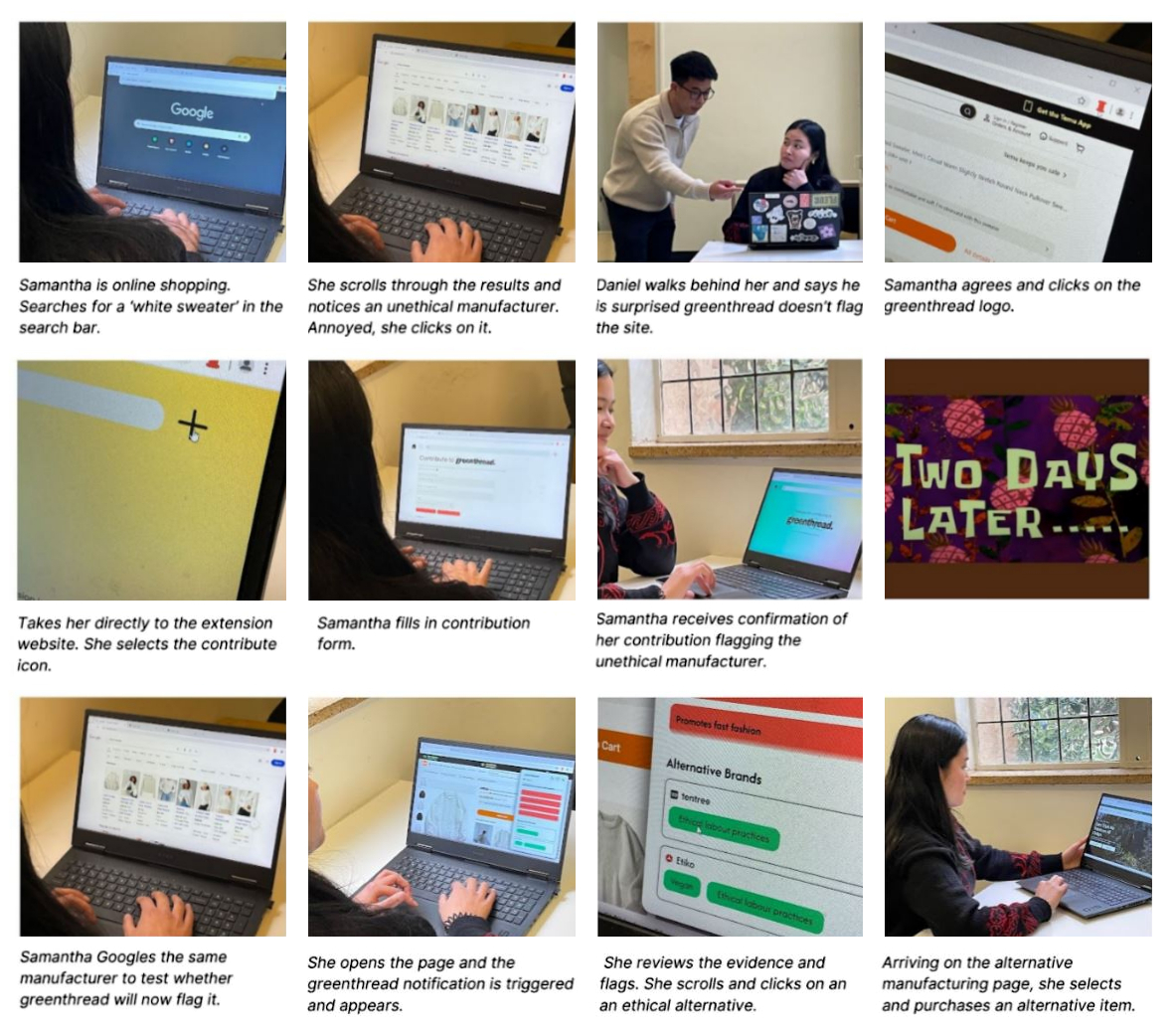 User scenario walkthrough storyboard
