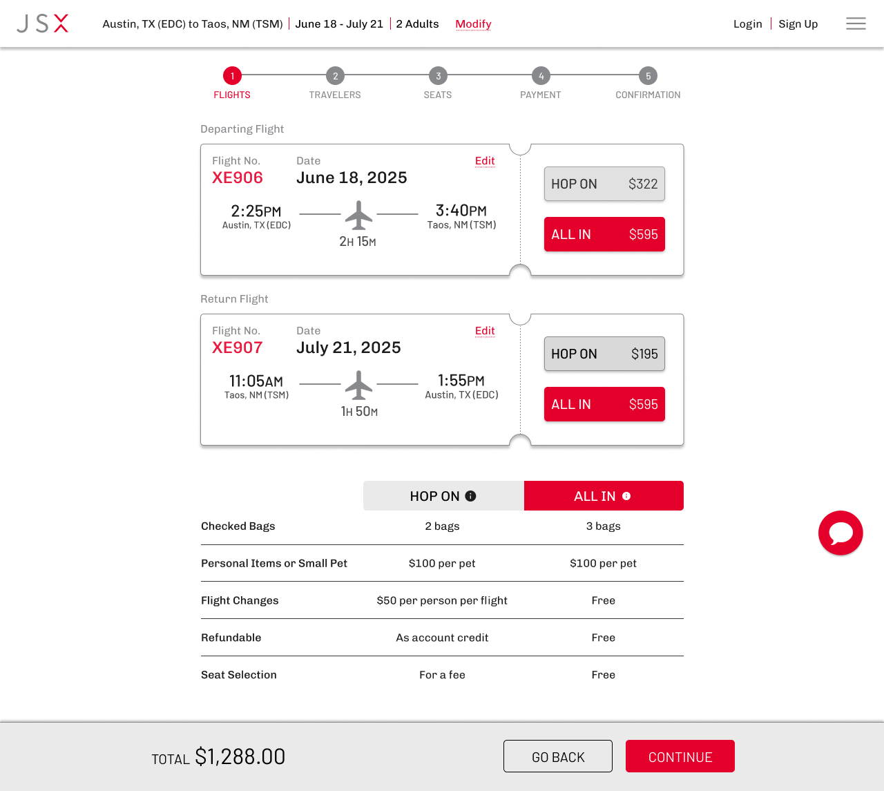 Flight information page