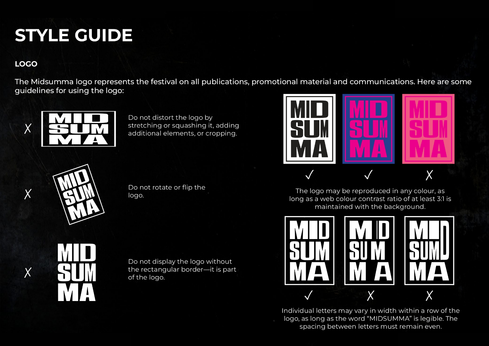 Logo usage guide for the Midsumma rebrand