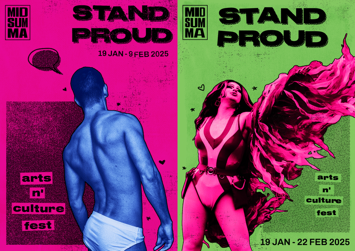 Two posters promoting Midsumma